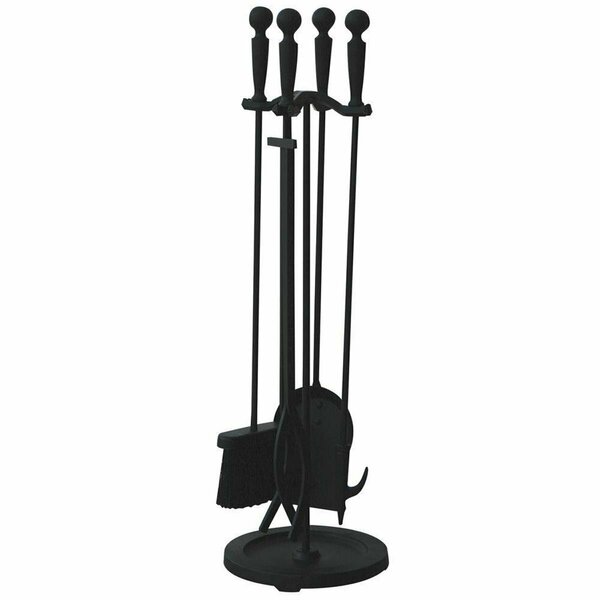 Blueprints 5 Piece Brushed Black Finish Fire Set with Double Rods BL2674759